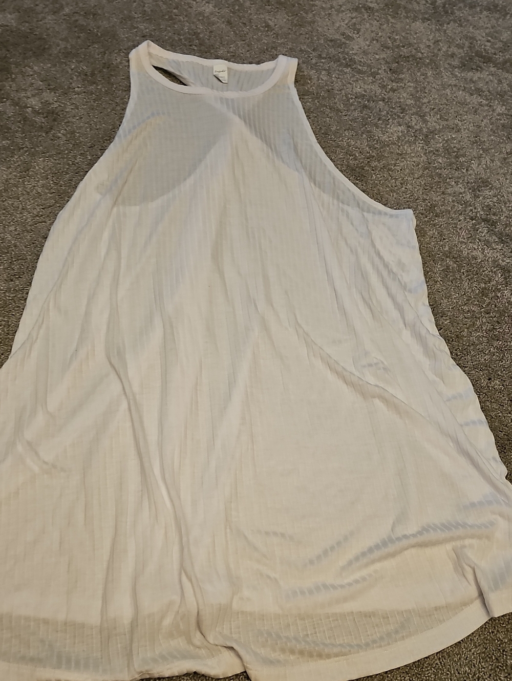 J3🔹️ White Ribbed Swim Cover-Up Tank